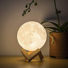 Deals, Discounts & Offers on  - 3D Moon Lamp 7 Colour 15 cm Changeable Sensor Moon Night Lamp for Bedroom, Touch Lamp, Moonlight Lamp with Stand & USB
