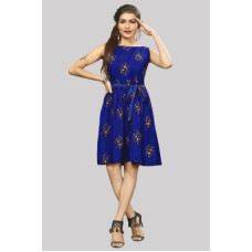 Deals, Discounts & Offers on  - HIVA TRENDZWomen Fit and Flare Blue Dress