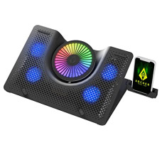 Deals and Offers on Laptop Accessories - Archer Tech Lab, Squall 100 RGB Gaming Laptop Cooling Pad with Aluminium Metal Grid, 5 Turbo Fans, Powered by USB Port, 5 Adjustable Angles, 2-Place Adjustable Phone Holder (Supports up-to 17 Deals, Discounts & Offers on Laptop Accessories - Archer Tech Lab, Squall 100 RGB Gaming Laptop Cooling Pad with Aluminium Metal Grid, 5 Turbo Fans, Powered by USB Port, 5 Adjustable Angles, 2-Place Adjustable Phone Holder (Supports up-to 17