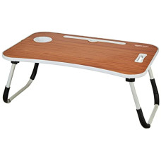 Deals and Offers on Laptop Accessories - Amazon Basics Multipurpose Foldable Laptop Table with Cup Holder, Brown Deals, Discounts & Offers on Laptop Accessories - Amazon Basics Multipurpose Foldable Laptop Table with Cup Holder, Brown
