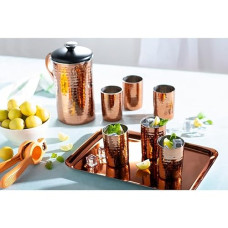 Deals and Offers on - Steelcraft Premium Stainless Steel Copper Coated |Water Pitcher Jug with Handle and Steel Lid 1.6L| Multipurpose Premium Oliver Glasses 6 Pieces| Lymun Set 8 Pcs Deals, Discounts & Offers on - Steelcraft Premium Stainless Steel Copper Coated |Water Pitcher Jug with Handle and Steel Lid 1.6L| Multipurpose Premium Oliver Glasses 6 Pieces| Lymun Set 8 Pcs