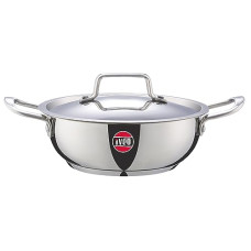 Deals, Discounts & Offers on Cookware - IVEO Stylo Stainless Steel with Lid Induction Base Triply Bottom Kadai 200mm 1.8ltrs