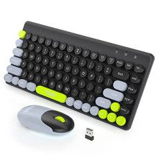 Deals, Discounts & Offers on  - Tizum 2.4 GHz Retro Wireless Keyboard & Optical Mouse Combo with 2-in-1 Nano Receiver, Power Saving Auto-Sleep, Typewriter Inspired Round Keycaps Design, 86 Keys, 1000-DPI