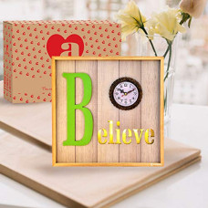 Deals and Offers on - ARCHIES Clocks Believe Clock Analog Table Clocks Desk Top Wall Hanging Facility Led On/Off Light Silent Non Ticking Quartz Movement (31 X 3 5 X 31 cm Grey Wood) Deals, Discounts & Offers on - ARCHIES Clocks Believe Clock Analog Table Clocks Desk Top Wall Hanging Facility Led On/Off Light Silent Non Ticking Quartz Movement (31 X 3 5 X 31 cm Grey Wood)