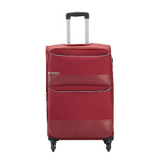 Deals and Offers on - VIP Essencia Durable Polyester Soft Sided Check-in Luggage Spinner Dual Wheels with Quick Access Front Pockets (Medium, 69cm, Red) Deals, Discounts & Offers on - VIP Essencia Durable Polyester Soft Sided Check-in Luggage Spinner Dual Wheels with Quick Access Front Pockets (Medium, 69cm, Red)