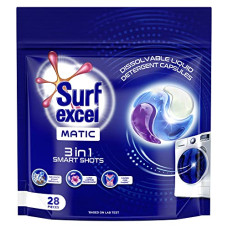 Deals, Discounts & Offers on  - Surf Excel Matic 3 in 1 Smartshots - 28 units of dissolvable detergent capsules with Superior Stain Removal, Fabric Care and Long Lasting Fragrance. 1 shot = 1 wash