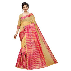 Deals, Discounts & Offers on Women - Feefle Women's Jacquard Cotton Silk Saree (TulsiSaree_RED