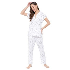 Deals, Discounts & Offers on Women - Clovia Women's Rayon Solid Top & Pyjama Set in White
