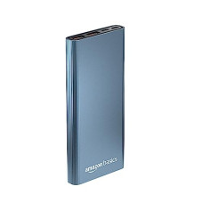 Deals, Discounts & Offers on Power Banks - Amazon Basics 10000mAh 22.5W Lithium-Polymer Metal Power Bank | Dual Input, Triple Output | Fast Charging, Twilight Blue, Type-C Cable Included
