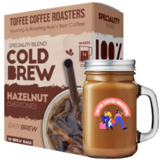 Deals, Discounts & Offers on  - Toffee Coffee Roasters | Hazelnut Cold Brew Coffee | Free Mason Jar | Easy Brew Grounded Coffee |Cold Brew Coffee|Pack of 3 Bags|100% Arabica Coffee |Makes 12 Cups of Coffee