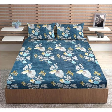 Deals, Discounts & Offers on  - URBAN MAGIC 100% Microfiber Printed Blue Double Bedsheet with 2 Pillow Covers, Size - 215 x 210 cm, Pack of 1