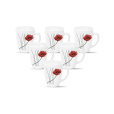 Deals, Discounts & Offers on  - La Opala Diva, Opal Glass Coffee Mug Set Barrel Regular 6 pcs, Soul Passion, White