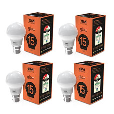 Deals, Discounts & Offers on  - GM GLO - 15 Watt LED Bulb - B22 100 Lumens Per Watt - 6500K White - Cool Day Light (Pack of 4)