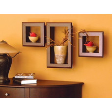 Deals, Discounts & Offers on Furniture - Home Sparkle Set of 3 Wall Shelves/Frames Engineered Wood (Brown)