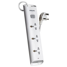 Deals, Discounts & Offers on  - Philips CHP2432W Power Strips with 3 Universal Socket, One Main Switch, with Over Current Protection 1.4m Cable Length (White)