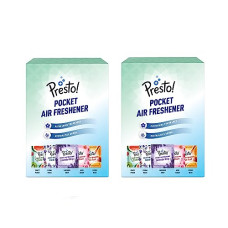 Deals, Discounts & Offers on  - Amazon Brand - Presto! Pocket Air Freshener, Refreshing Fragrance that Lasts Up to 30 Days (5 Assorted Fragrances x 2 Packs, 100 Gms)
