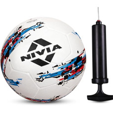 Deals, Discounts & Offers on  - Nivia Storm White Moulded Football with Ball Pump Football - Size: 5 (Pack of 1, White/Black)