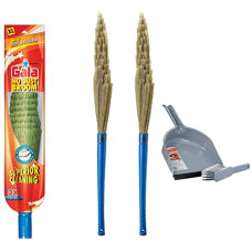 Deals, Discounts & Offers on Home Improvement - Gala Dust go Floor Virgin Plastic and Special Brush Set with Dustpan (Assorted) + Gala No Dust Floor Broom  Synthetically Engineered bristles  Blue  Pack of 2