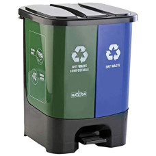 Deals, Discounts & Offers on  - Nayasa 2 In 1 Dustbin - Dry Waste and Wet Waste Step-On Dustbin (33 Ltrs) - Big, Plastic, Green & Blue
