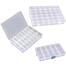 Deals, Discounts & Offers on  - Bulfyss 15/24/36 Grid Jewellery Organisers with Adjustable Dividers Transparent | Hardware Nail Assortment Kit | Storage Box