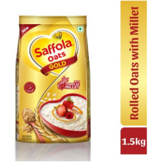 Deals, Discounts & Offers on Food and Health - Saffola Oats Gold, Rolled Oats with Millet, Creamy Oats Pouch(1.5 kg)
