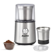 Deals, Discounts & Offers on  - AGARO Regency Electric Coffee Grinder, 85 Grams, Coffee Grinder Machine, Espresso Grinder, Spice Grinder, Wet & Dry Masala Grinder, Removable 2 Jars, Stainless Steel Blade, Silver