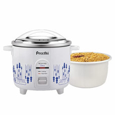 Deals, Discounts & Offers on  - Preethi Glitter Electric Cooker, 1.8 Liters with Double Pan - White & Blue, (RC325)