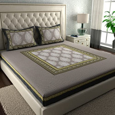 Deals, Discounts & Offers on  - La Verne104 TC 100% Cotton Jaipuri Rjasathani Hand Print Bedsheet with 2 Pillow Covers