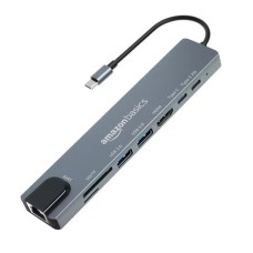 Deals, Discounts & Offers on  - Amazon Basics USB hub 3.0 for Type-c Port,8 in 1 Adapter for pc Accessories with USB-C 4K HDMI SD/TF Ethernet Adaptor HUB