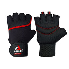 Deals, Discounts & Offers on Accessories - Aprodo Sports Weight Lifting Workout Gym Gloves with Wrist Support, Unisex, Free Size (Black RED)