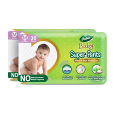 Deals, Discounts & Offers on Baby Care - Dabur Baby Super Pants - M (36 Pieces, Pack of 2) | 7-12 kg | Insta-Absorb Technology | Diapers Infused with Aloe Vera, Shea Butter & Vitamin E | No Added Parabens, Added Fragrances
