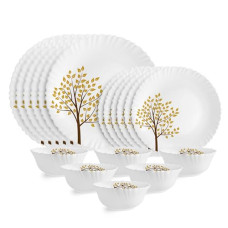 Deals, Discounts & Offers on  - Cello Opalware Dazzle Series Tree of Life Dinner Set, 18 Units | Light-Weight, Daily Use Crockery Set