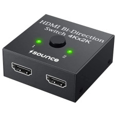 Deals, Discounts & Offers on  - Sounce HDMI Switch 2 in 1 Out 4K 60hz HDMI Switcher 2 Port, Bi-Directional HDMI Switch Splitter 2 x 1/1 x 2, No Power Required, Sharing HD Video, PC Gaming Accessories(Black)