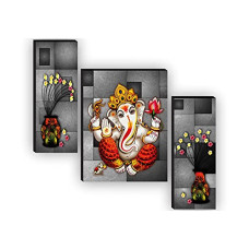 Deals, Discounts & Offers on  - SAF paintings Set of 3 Ganesha UV textured Paintings