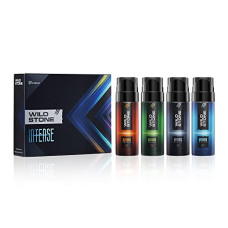 Deals, Discounts & Offers on Beauty Care - Wild Stone Intense No Gas Deodorant Travel Pack Gift Set for Men with Black, Ocean, Trance and Woods Mini Deodorants for Men, Pack of 4 (40ml each)|Gift