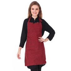 Deals, Discounts & Offers on  - GLUN Waterproof Unisex Kitchen Apron with Center Pocket and Adjustable Neck Belt with Metal Buckle (PACK OF 1) (Red Check)