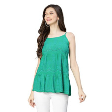 Deals, Discounts & Offers on Women - oxolloxo Green Mania Shoulder Straps Women top