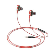 Deals, Discounts & Offers on Headphones - amazon basics in-Ear Wired Earphones with 9 mm Dual Drivers, in-Line Mic, Powerful Bass, Noise Isolation, 3.5 mm Audio Jack (Black and Red)