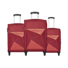 Deals, Discounts & Offers on  - Safari Prisma 55 Cms, 65 Cms & 77 Cms Small, Medium & Large Polyester Soft Sided 4 Spinner Wheels Luggage-Speed_Wheel Suitcase Red