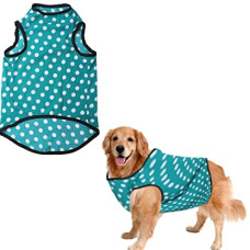 Deals, Discounts & Offers on  - Sage Square Funky Soft Material Dog T-Shirt | Cool/Funky Print Pet | Soft Light Weight | Comfortable & Breathable Dog Clothing | Trendy Vest Outfit (Large - 20inches, Polka Sky Blue)