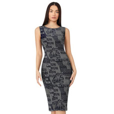 Deals, Discounts & Offers on Women - KERI PERRY Women's Black Imported Lycra Typography Print Bodycon Western Dress | Dress