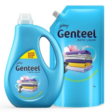Deals, Discounts & Offers on  - Genteel Matic Liquid Detergent 1kg bottle + 1kg Refill Pouch | For Top load Washing | No Soda Formula | with Added Fabric Conditioner