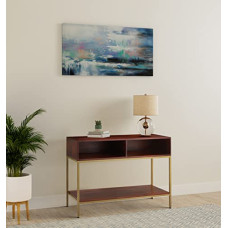 Deals, Discounts & Offers on Vegetables & Fruits - Amazon Brand - Solimo Nostwick Console Table with 1 Shelf and Wooden Top (Solid Mango Wood and Iron, Multicolour)