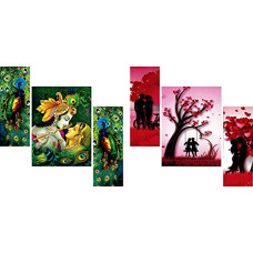 Deals, Discounts & Offers on  - SAF paintings Beautiful Combo - Set of 3 Lord Radha Krishna Flute Love & Peacock Greenery Beautiful & Set Of 3 Couple Beautiful Painting (12 X 18 Inch)