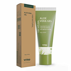 Deals, Discounts & Offers on  - VITRO Pure Aloe Vera Gel 100 gm For Skin and Hair With Vitamin E (Paraben Free) I am Naturals | Moisturizing, Hydrating, Acne Scars, Glowing & Radiant Skin Treatment | Multipurpose Beauty Gel