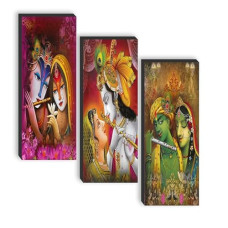 Deals, Discounts & Offers on  - SAF paintings set of 3 Radha Krishna UV textured self adeshive wall painting