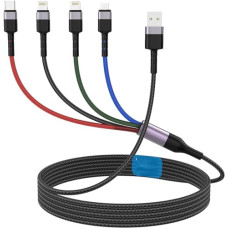 Deals, Discounts & Offers on  - rts 4 in 1 Fast Charging Multi Universal iPhone Charging Cable Adapter 2.4A (1.2M / 3.93 Feet) Lightning2+Type C+Micro USB Nylon Braided USB to I Phone Lightning Fast Charging and Data sync cable