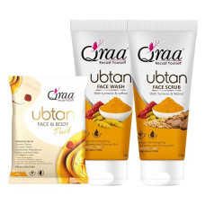 Deals, Discounts & Offers on Beauty Care - Qraa Ubtan Kit -For glow and brightening | Combo pack of Ubtan facewash 100g, Ubtan scrub 100g & Ubtan pack 50g