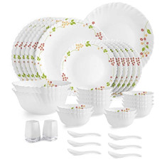Deals, Discounts & Offers on  - Cello Opalware Dazzle Secret Garden Dinner Set, 35Pcs, White