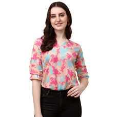 Deals, Discounts & Offers on Women - Wedani Women's Casual Puff Sleeves V Neck Foral Top